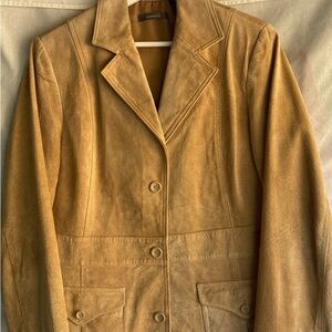 Liz Claiborne Suede Leather Jacket in Camel Brown